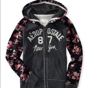 Aeropostale Floral Print Zip Up Hoodie